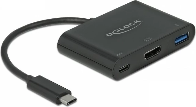 Večfunkcijski adapter USB-C na HDMI/USB-A/USB-C DeLOCK 64091, 60 W, črn