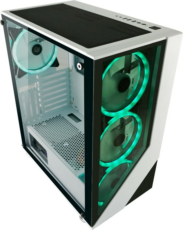 Gaming ohišje LC-Power 803W RGB, Midi Tower, kaljeno steklo, črno/belo
