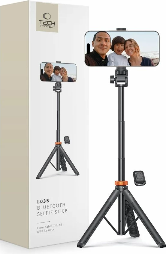 Selfie palica s trinožcem Tech-Protect L03S, Bluetooth, 148 cm, za pametni telefon, črna