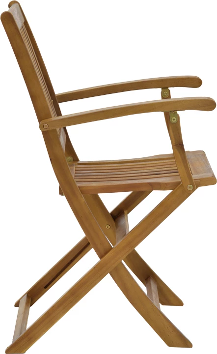 Zložljiv stol z naslonjali za roke, akacijev les, naraven, 53x60x90 cm