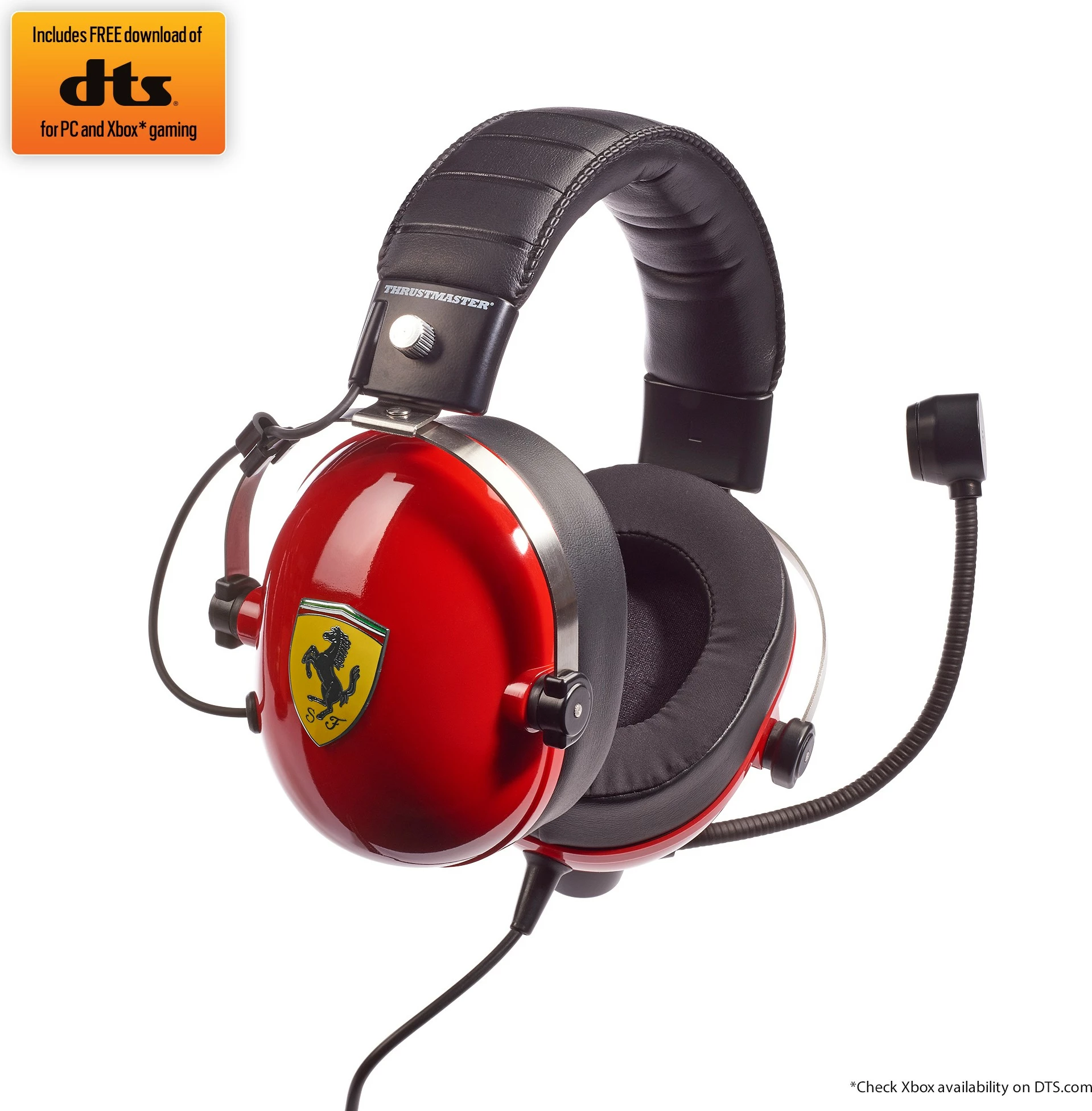 Gaming slušalke T-Racing Scuderia Ferrari DTS Thrustmaster, z mikrofonom, z žico, rdeče
