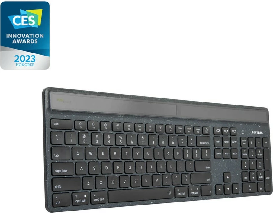Brezžična osvetljena tipkovnica Targus EcoSmart, Bluetooth 5.0, QWERTY nordijska, LED, črna