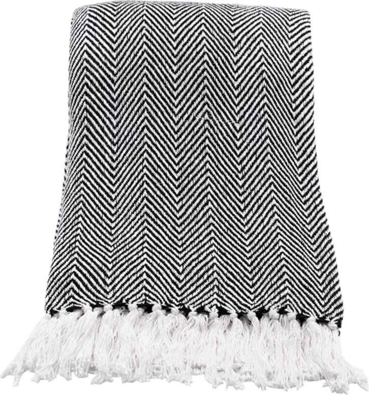 Dekorativna odeja Mintoni, bombaž-poliester, črno-bela, 180x240 cm