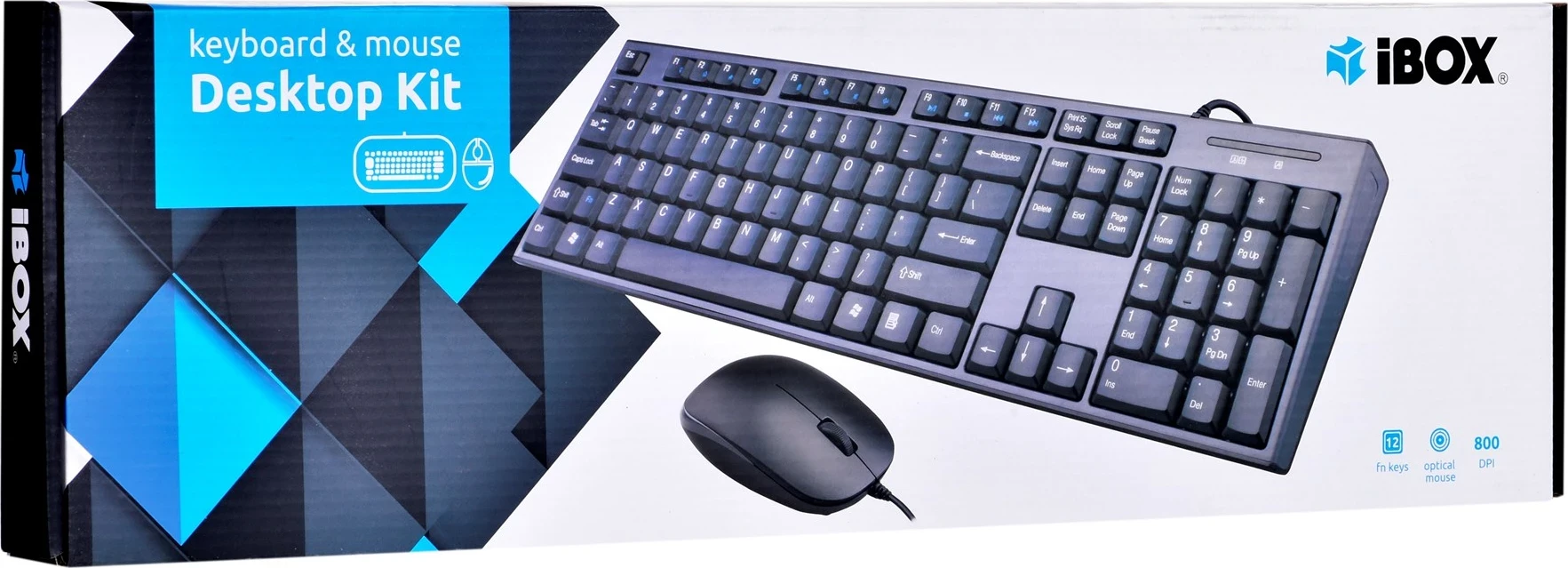 Tastatura in miška IBOX IKMS606, USB, QWERTY, angleška, črna