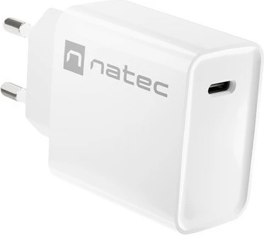 Stenski polnilnik, Natec Ribera, 1x USB-C, 20W, bel