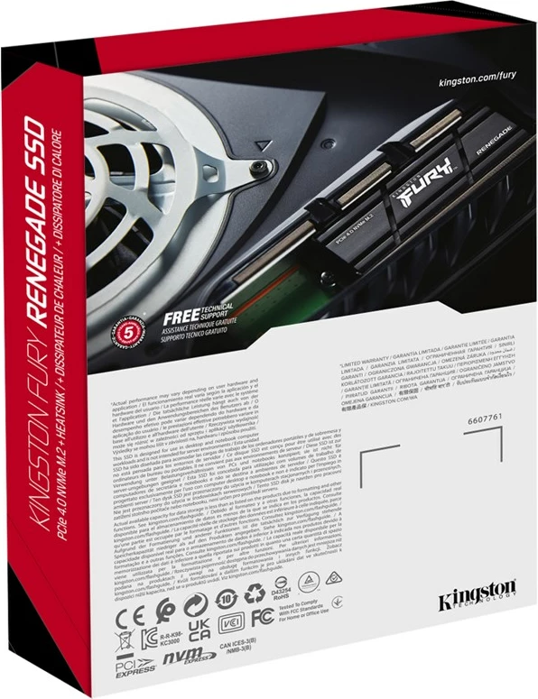 SSD 2TB, M.2, PCIe 4.0 NVMe, z hladilnikom, Kingston FURY Renegade, črn