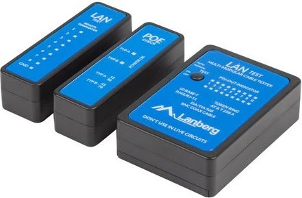 Testnik kablov LANberg NT-0404, z LED, črno/moder