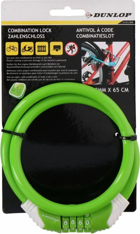 Spiralna ključavnica za kolo Dunlop, zelena