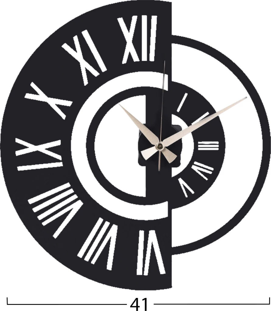 Stenska ura iz kovine črne barve FH7463 41x41 cm