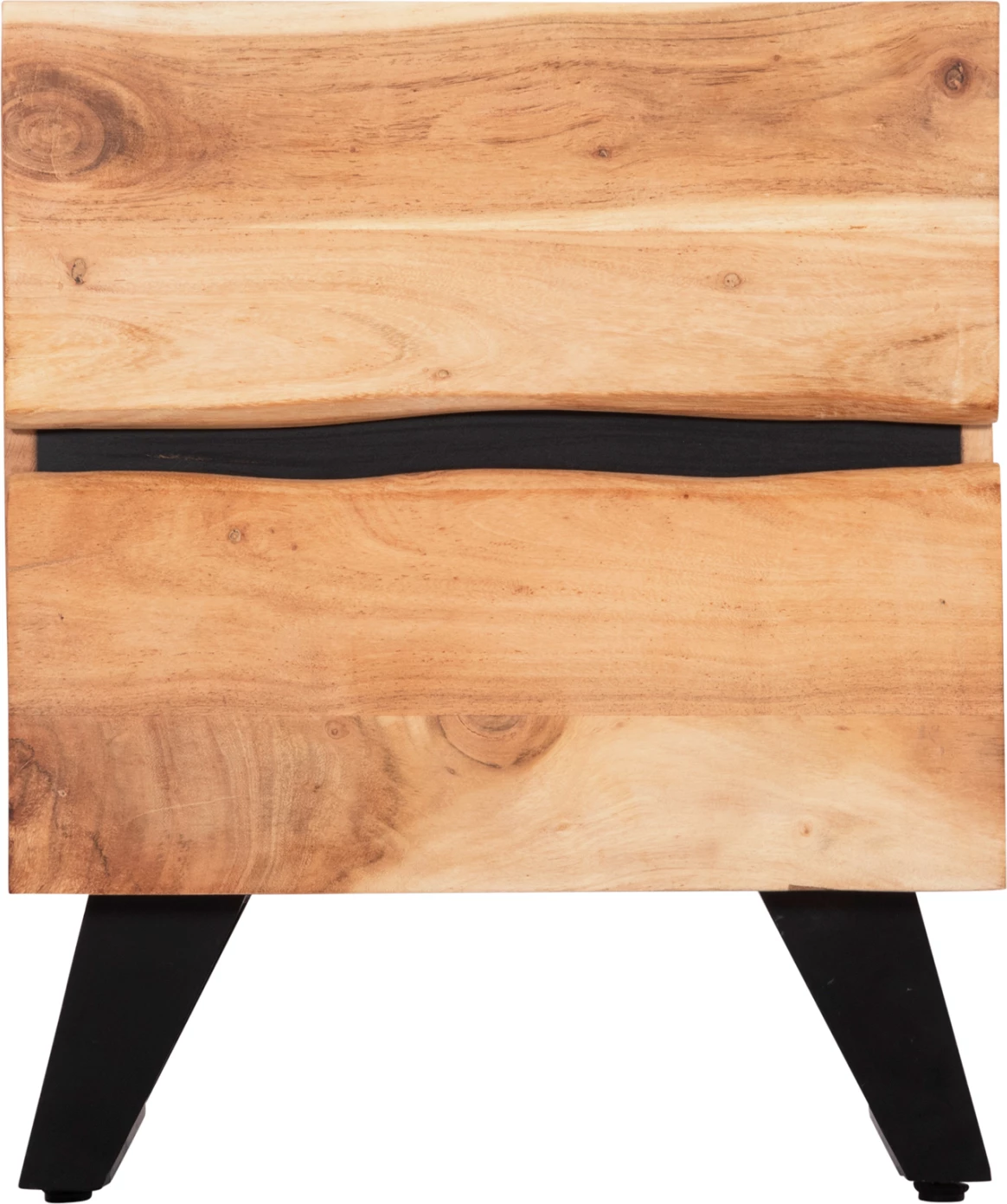 Nočna omarica z 2 predaloma ALICIA FH8360.21 masivni les akacije-kovina 45x35x56Hcm