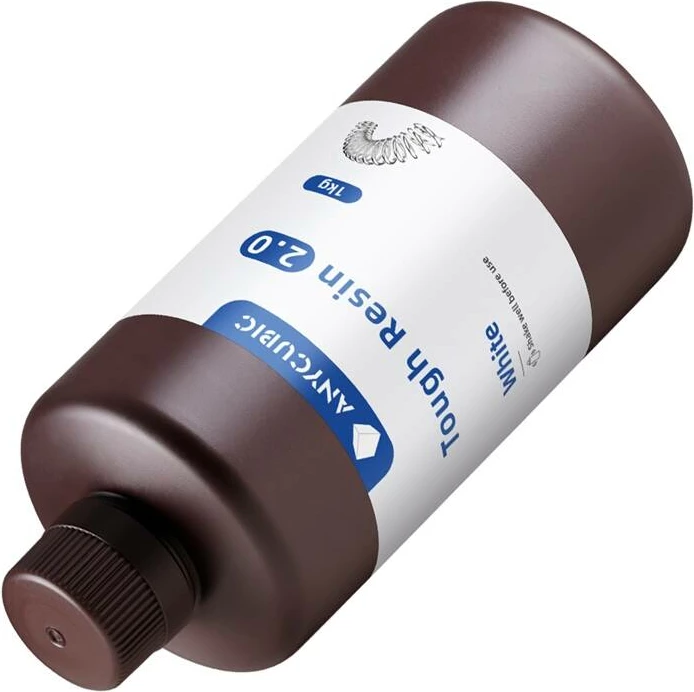 Trdna fotopolimerna smola za 3D tiskalnike AnyCubic Tough Resin 2.0 IPSSXWH-101A, 1 kg, bela