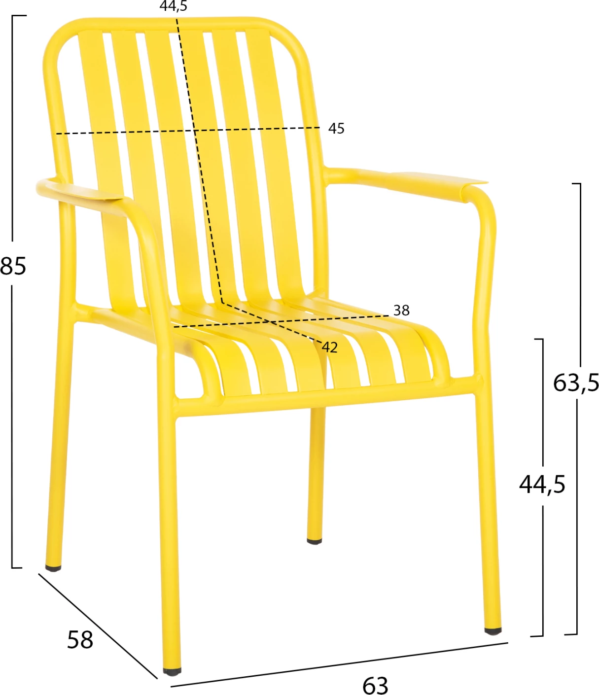 Aluminijasti naslanjač RACHEL FH6088.06 rumen 63x58x85H cm