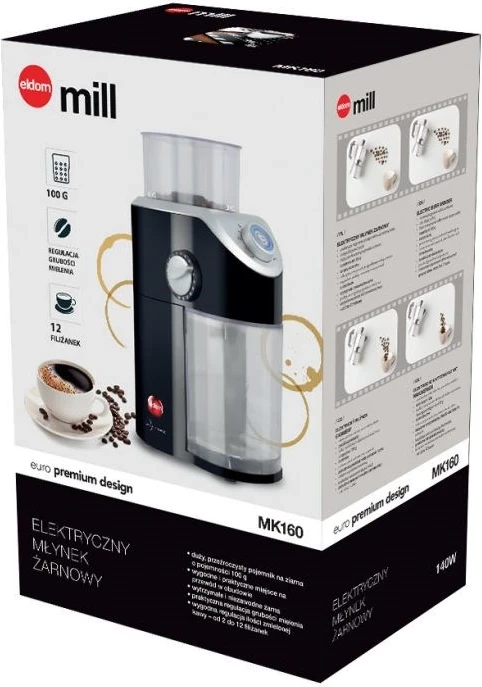 Električni mlinček za kavo Eldom MK160, srebrn
