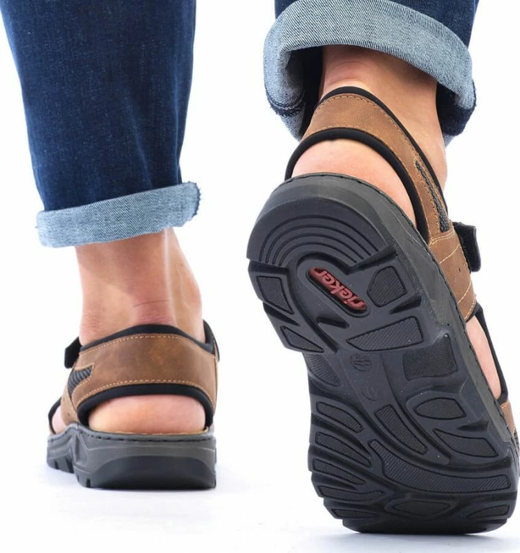 Sandali za moške, rjavi — Rieker