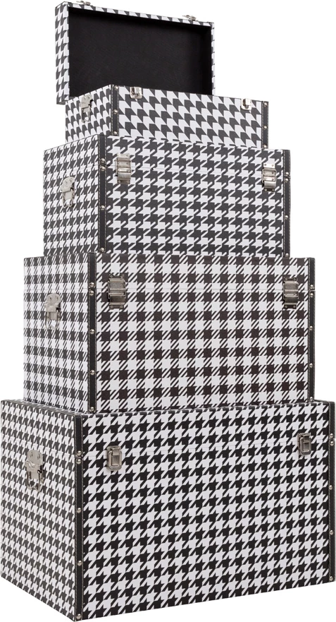 Set štirih škatel za shranjevanje Ferre, črn in bel, 64x40x40