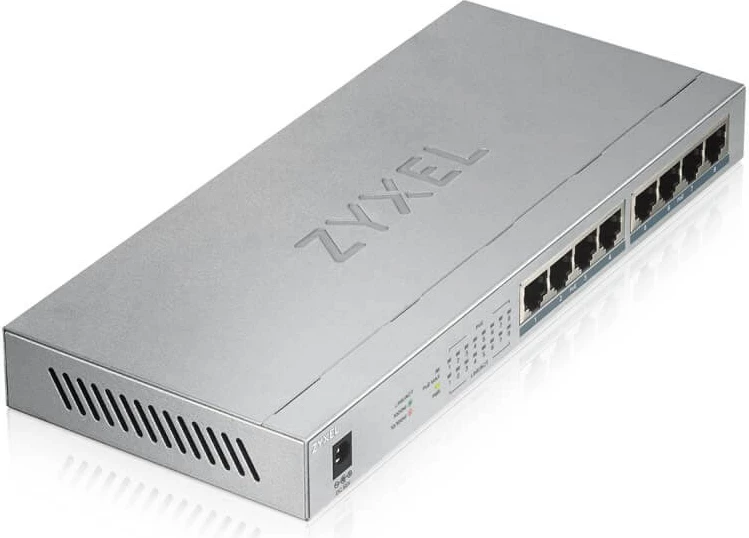 Nepremični Gigabit Ethernet PoE preklopnik Zyxel GS1008HP, siv