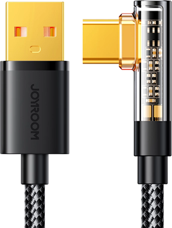 Kabel USB-C pod kotom 90°, Joyroom S-UC027A6, 1,2 m, 3A, črn