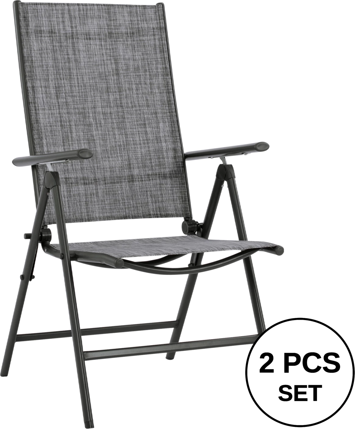 Zložljiv naslanjač 7 sedežev kovinsko sive barve s sivim tekstilom FH5700.01 55x70x103 cm, set 2 kosov