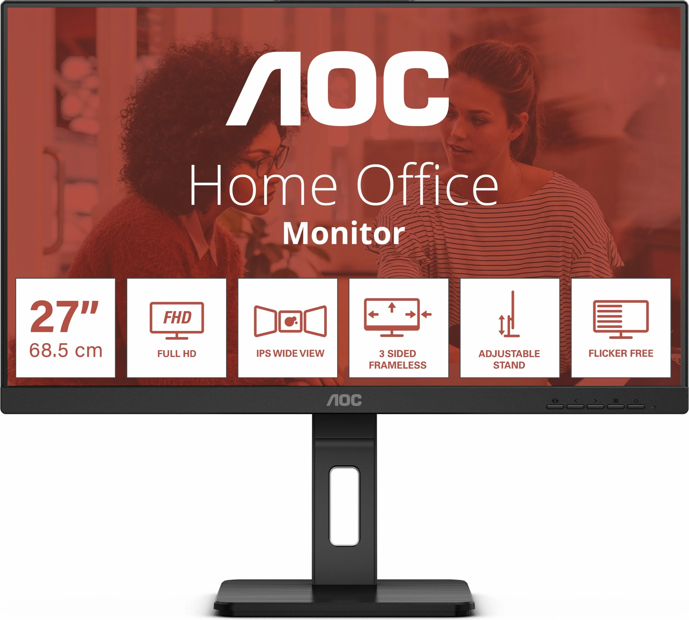 27" IPS monitor, AOC 27E3QAF, Full HD, LED, črn