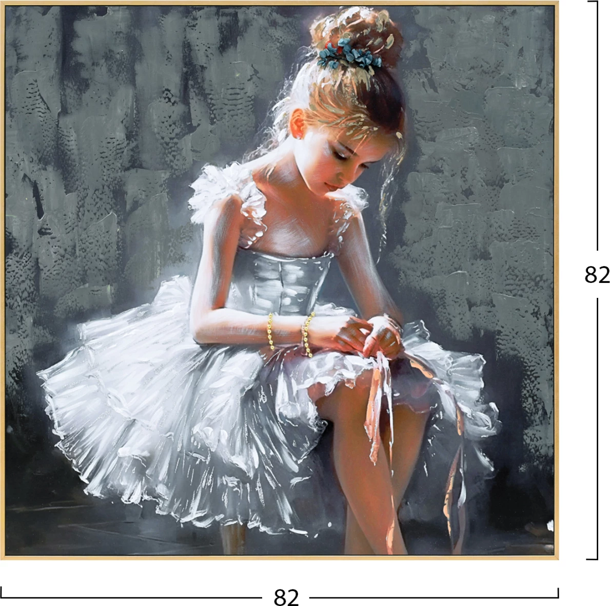 Stenska slika FH4568 črni PS okvir-natisnjeno platno sedeča figura dekleta 82x4,5x82Hcm