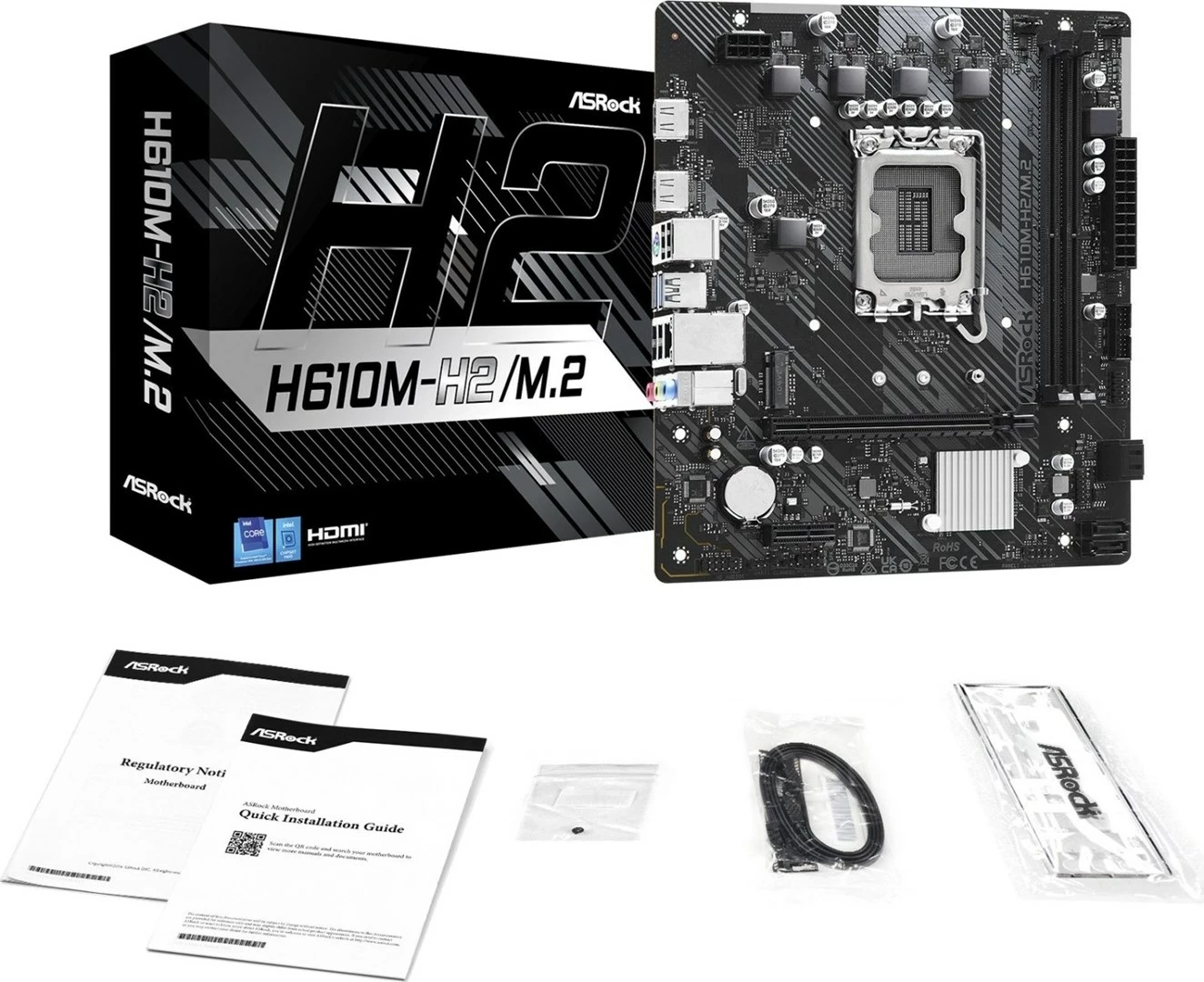 Plošča ASRock H610M-H2/M.2, Socket LGA 1700, micro ATX
