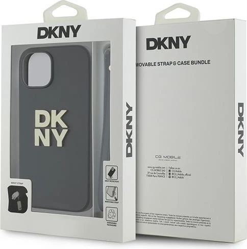 Ovitek z zapestnim trakom DKNY za iPhone 14/15/13, črn