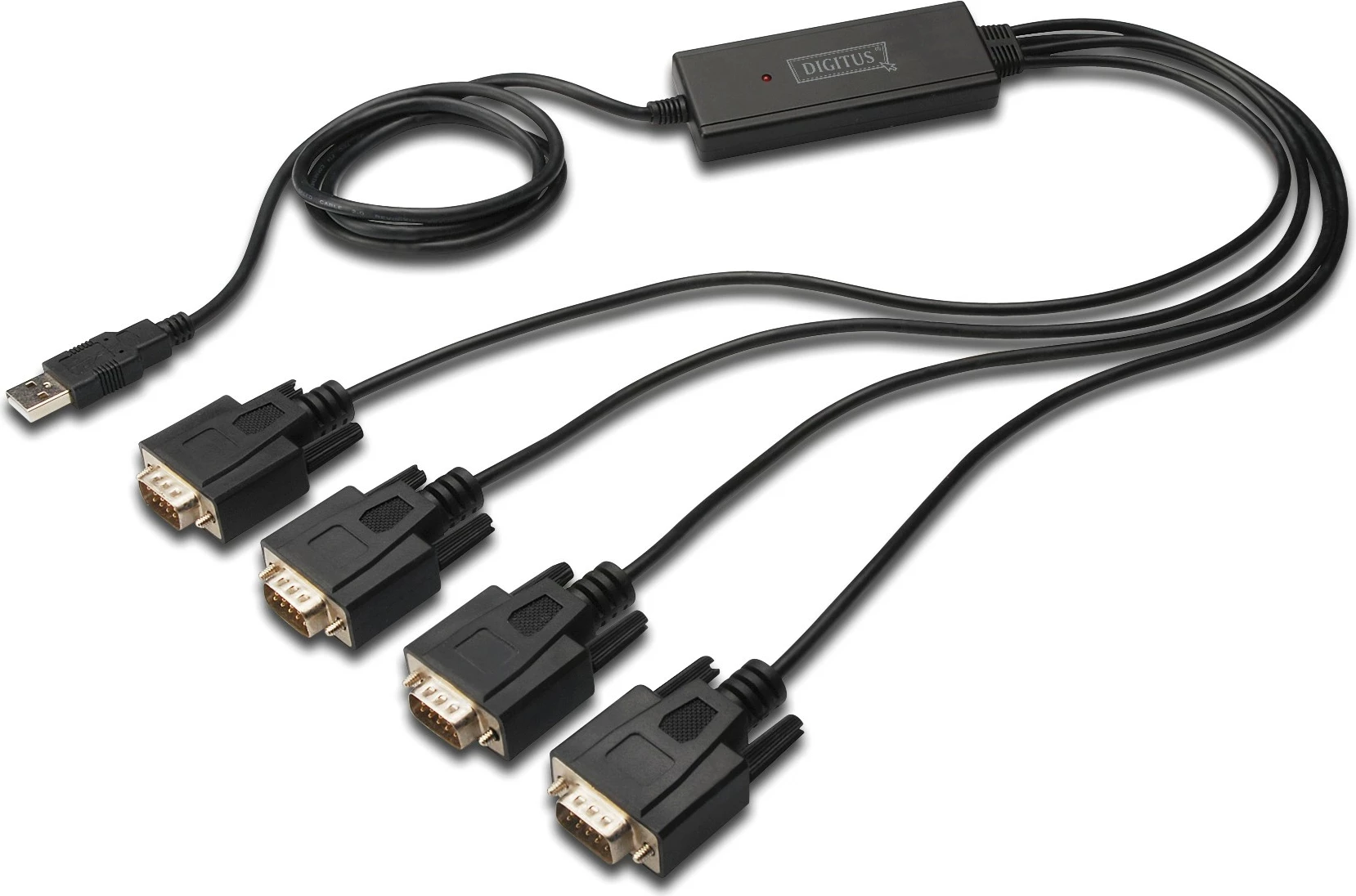 USB 2.0 kabel za 4x RS232, Digitus, 1,5 m, Type-A na DB-9, črn