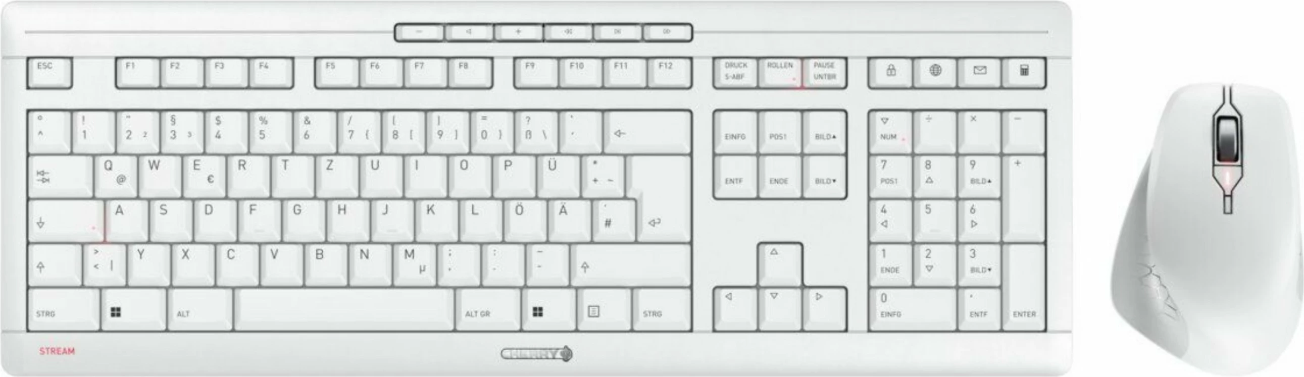 Brezžični komplet tipkovnice in miške Cherry Stream Desktop Comfort, QWERTZ, bel