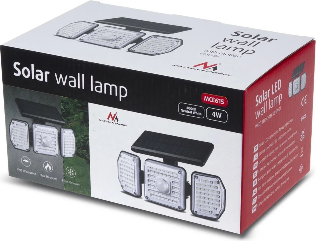LED sončna luč z gibanjem senzorja, Maclean MCE615, 320 lm, 4 W, IP65