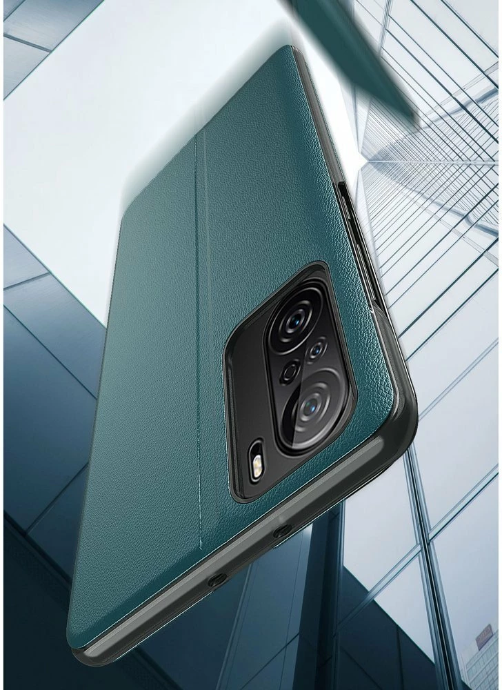 Ovitek za telefon z ovitkom in stojalom Hurtel Eco Leather View Case, za Xiaomi Redmi K40 Pro+, K40 Pro, K40, Poco F3, rdeč