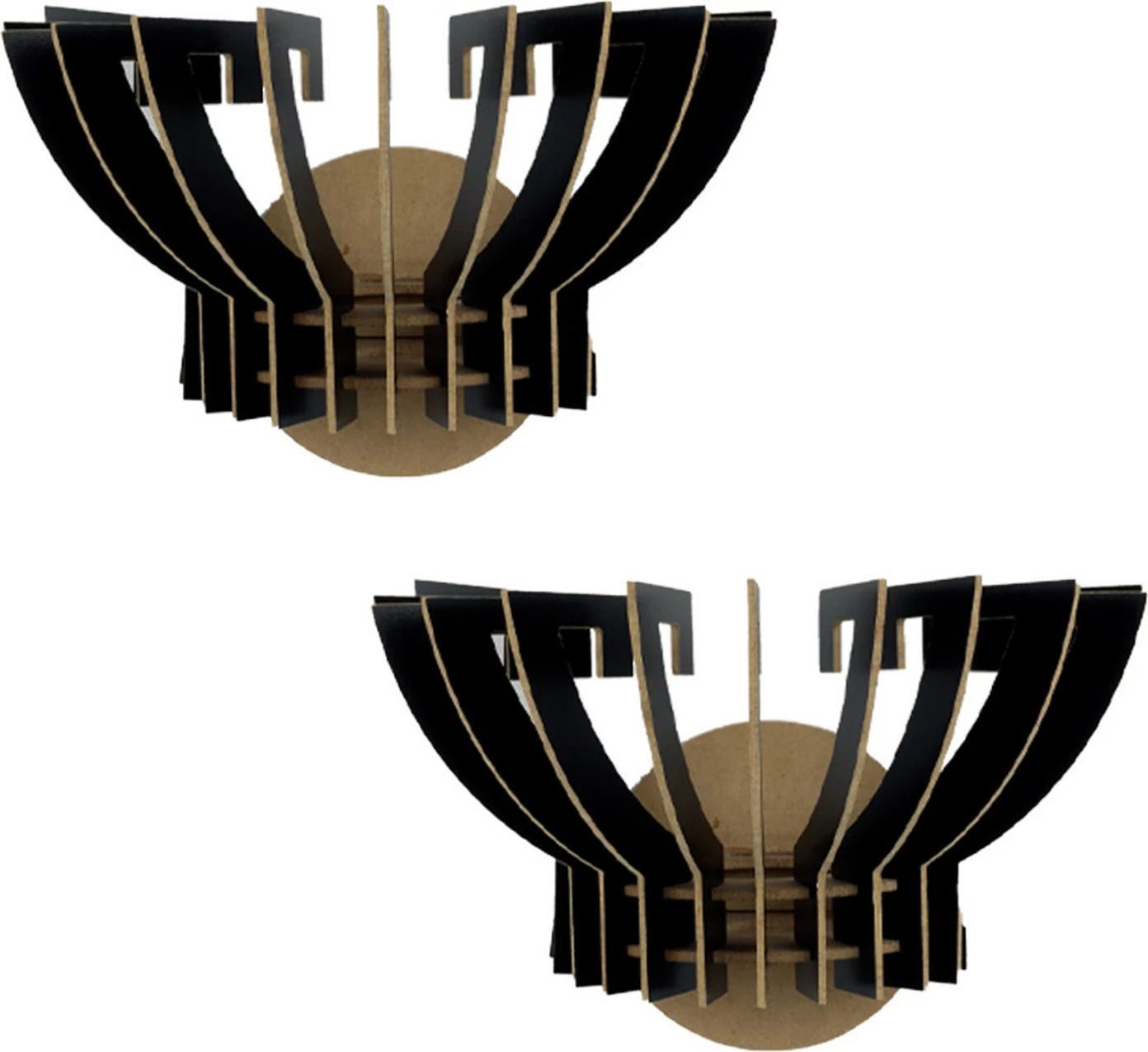 Komplet stenskih svetilk 2 kos lesene iz MDF črne barve FH7382.03 32x22x19 cm