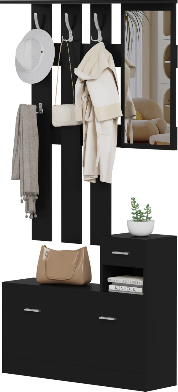 Komplet za predsobo z ogledalom GORN FH2473.02 melamin v barvi wenge 90x24x190Hcm