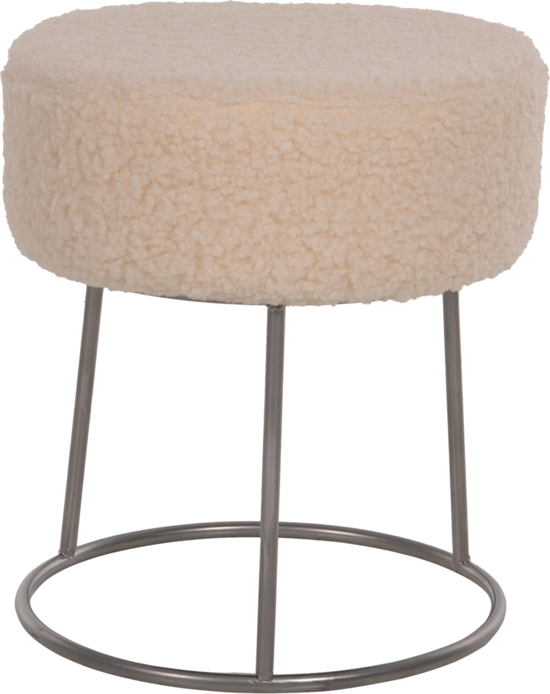 Stol KARLO FH8411.23 iz bele boucle tkanine s srebrno osnovo Φ35x41Hcm