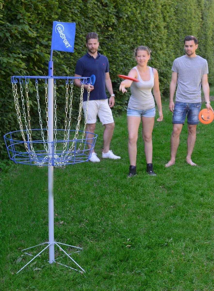Kosh za disc golf Tactic 413-200, kovinski, z zastavico Sunsport, modra