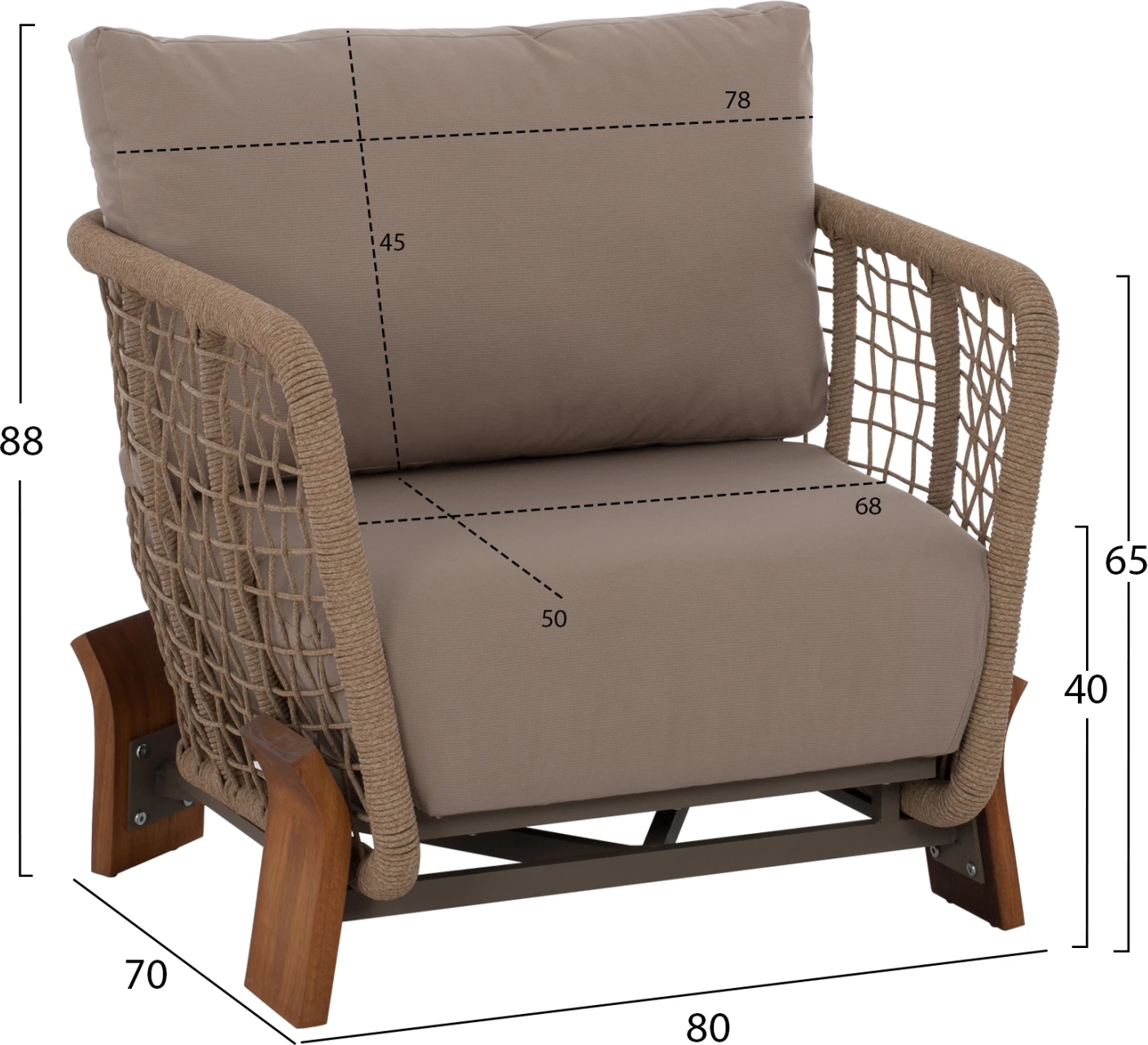 Zunanji set Oxford 4 kosi Iroko vrv kaljeno steklo FH5884.01