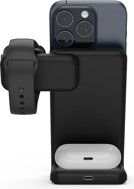 Brezžični polnilec 3-v-1 MagSpot z MagSafe, CRONG, za iPhone, Apple Watch in AirPods, 20 W, črn