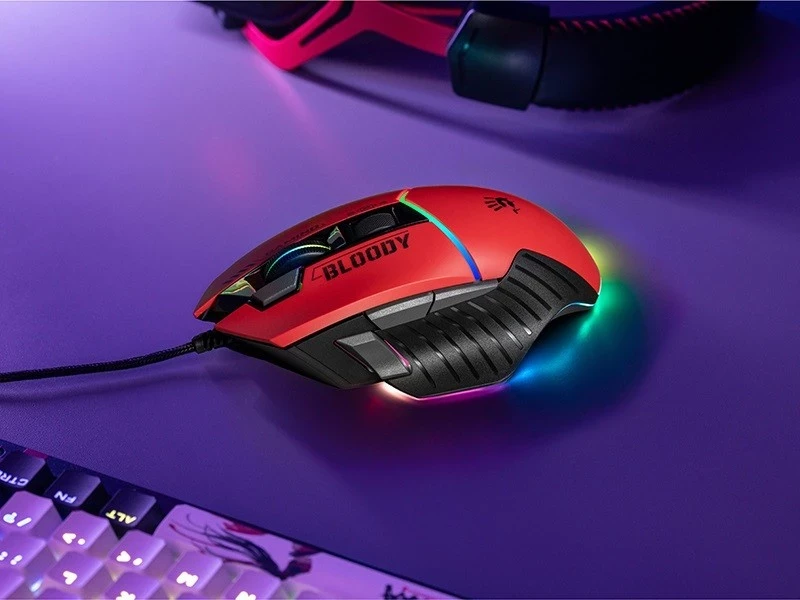 Gaming miška z RGB osvetlitvijo A4tech Bloody W95Max, USB, črno-rdeča