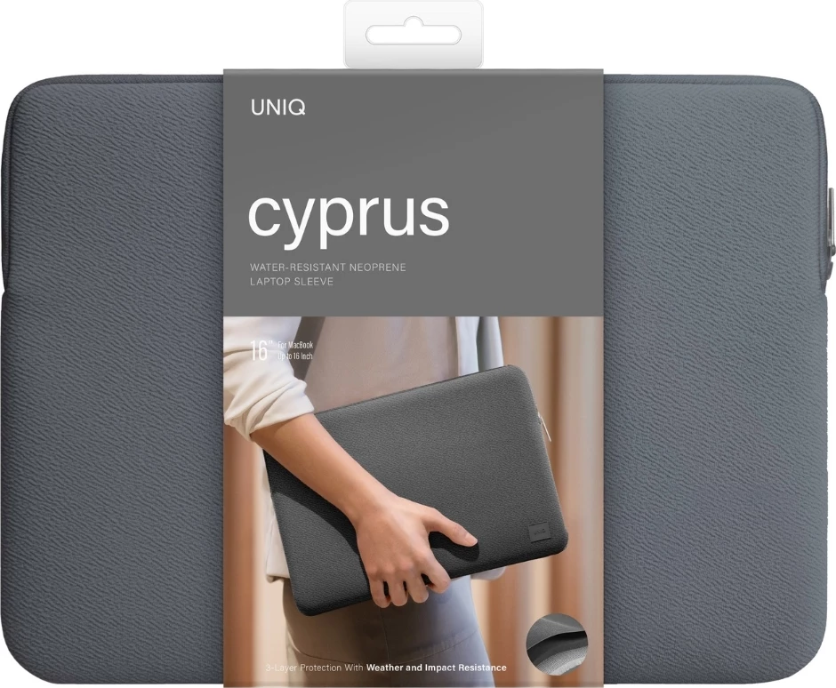 Ovitek za prenosnik UNIQ Cyprus, neopren, 16", siv