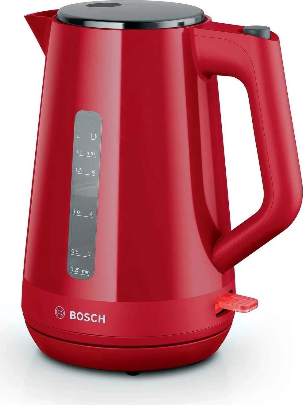 Električni čajnik 1,7 L Bosch TWK1M124, 2400 W, rdeč