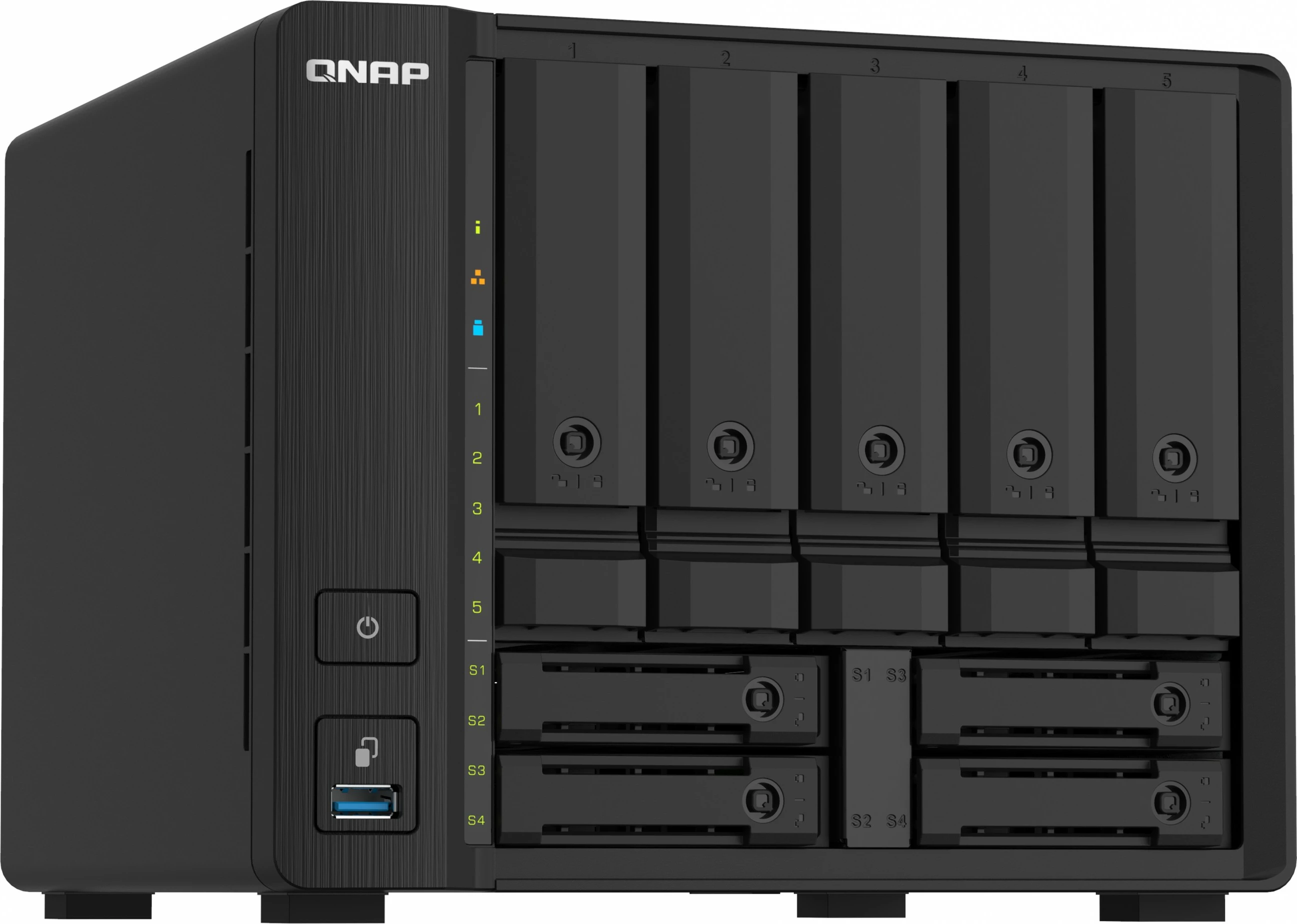 NAS z 9 mesti za diske QNAP TS-932PX-4G, 4GB RAM, 2x10GbE, 2x2.5GbE, črn