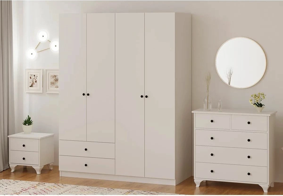 Komplet mladinske sobe, mat bela, Skye Decor Rb-068