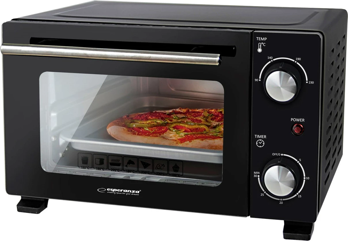 Mini pečica Esperanza EKO007N, 10 L, 800 W, črna