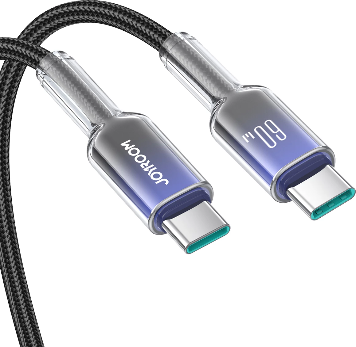 USB-C na USB-C kabel Joyroom S-A42 Crystal-Clear Series, 1,2 m, 60 W, črn