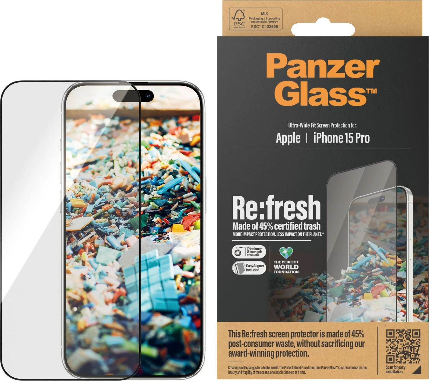 Zaščita zaslona PanzerGlass za iPhone 15 Pro, prozorna