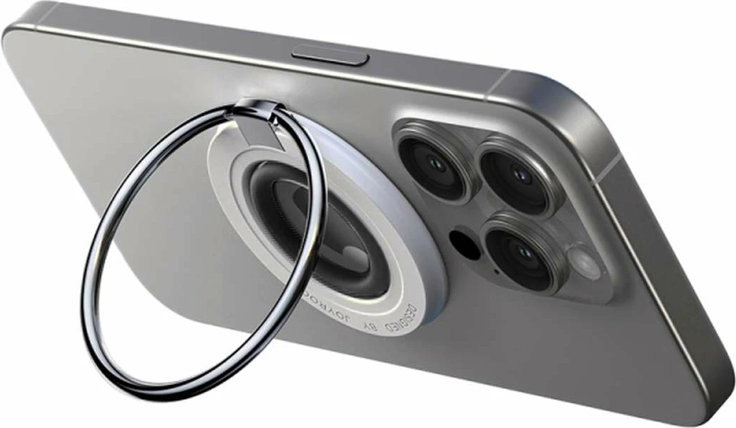 Magnetni nosilec MagSafe, prstan za prst, združljiv z iPhone 12–15 in telefoni 4,7–7", se spremeni v stojalo Joyroom JR‑ZS383, črn
