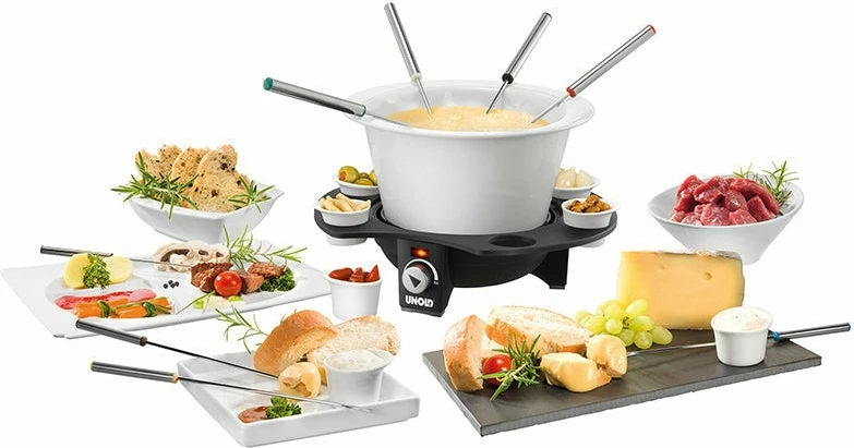 Set za fondue, 8 oseb, 1,5 L, črno-srebrn UNOLD 48645