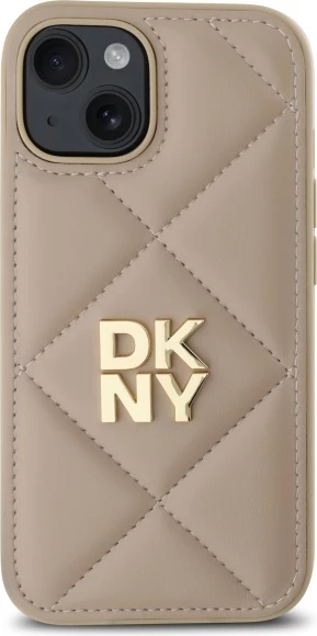 Ovitek Quilted Stack Logo za iPhone 15, DKNY, bež
