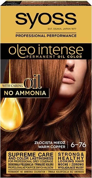 Barvilo za lase 6-76 Golden Copper — Syoss Oleo Intense, za ženske, 1 kos