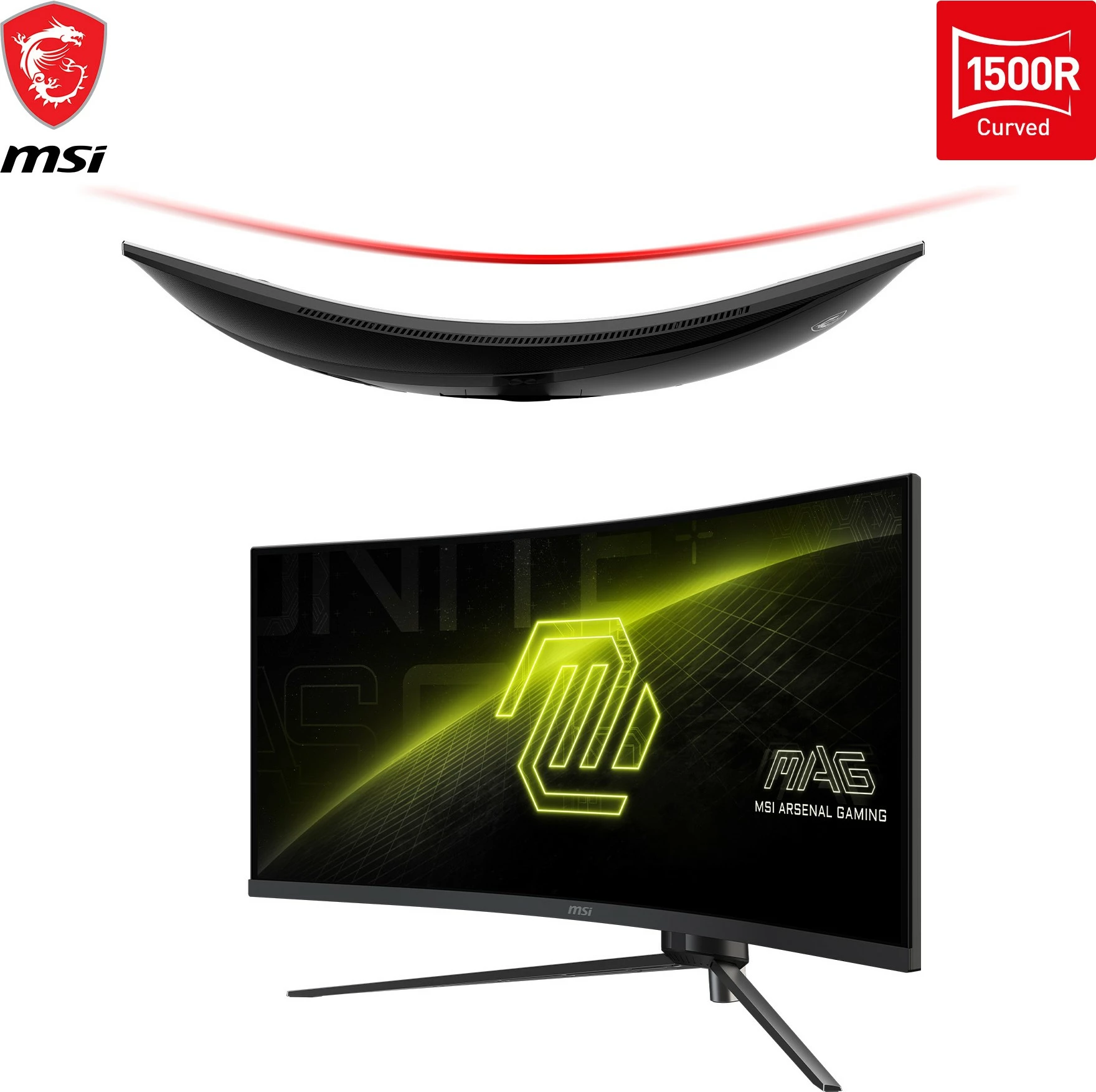 Ukrivljen monitor 34" (86,4 cm) UWQHD, 180 Hz, črn MSI MAG 345CQRDE