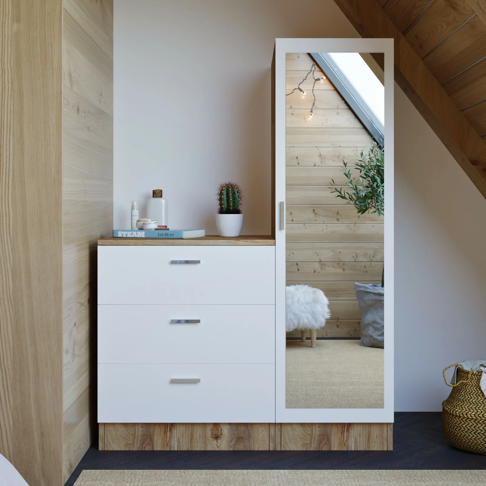Večnamenska omara Hanah Home CC6-AW, Atlantic Pine in bela